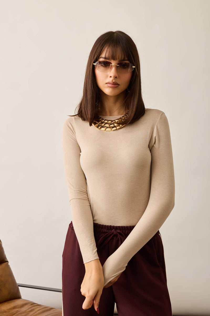 Maglia Girocollo Cashmere beige|Colore:Beige