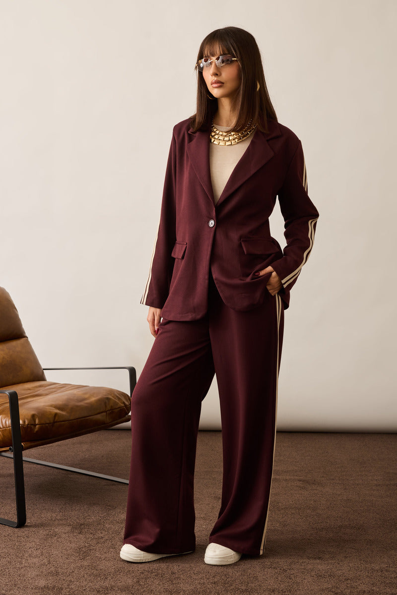 Tailleur Con Bande borgogna|Colore:Borgogna