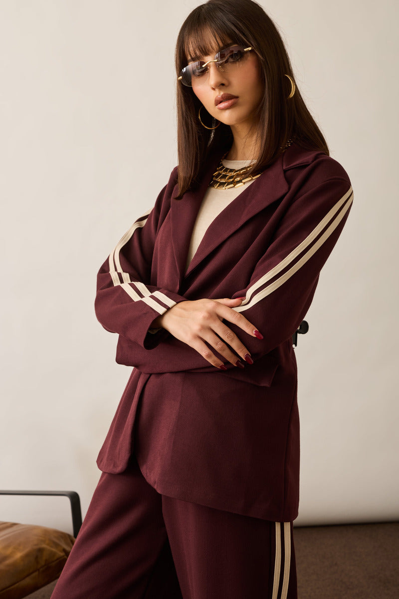 Tailleur Con Bande borgogna|Colore:Borgogna