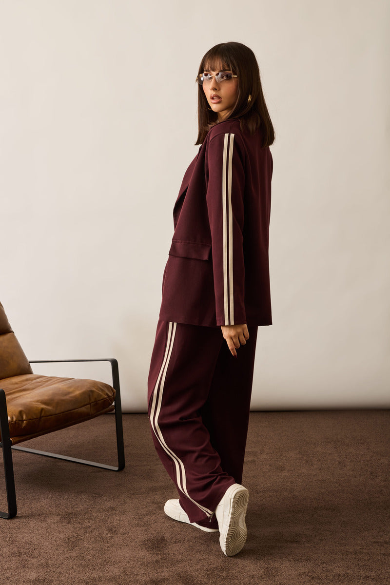 Tailleur Con Bande borgogna|Colore:Borgogna