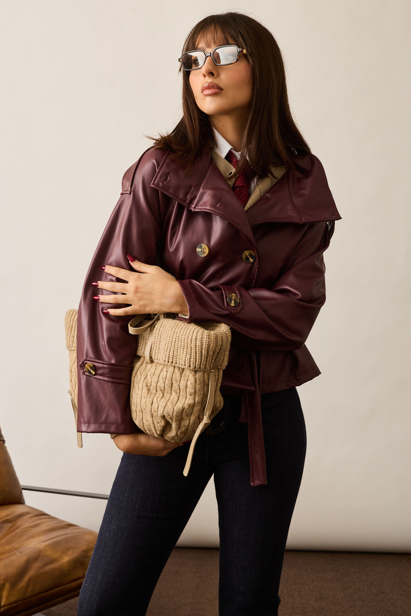 Trench Corto Ecopelle borgogna|Colore:Borgogna