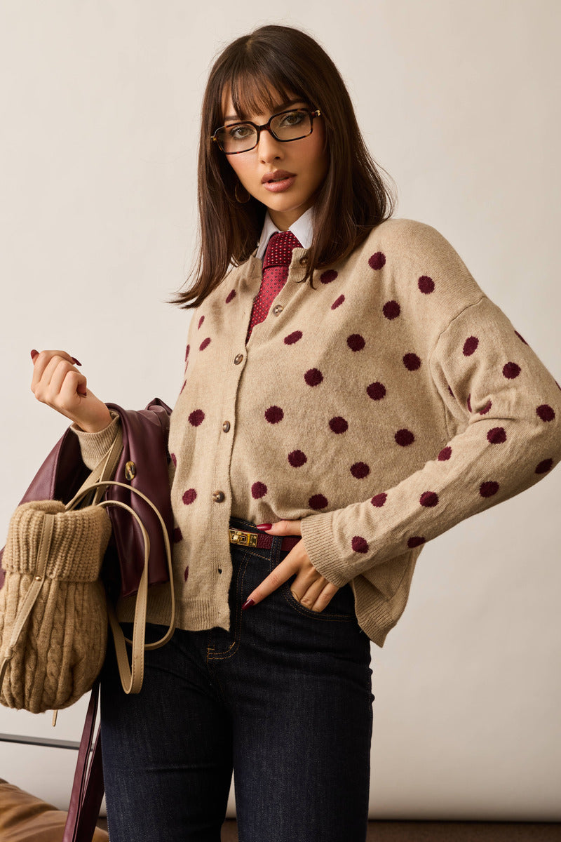 Cardigan Pois Cashmere beige|Colore:Beige