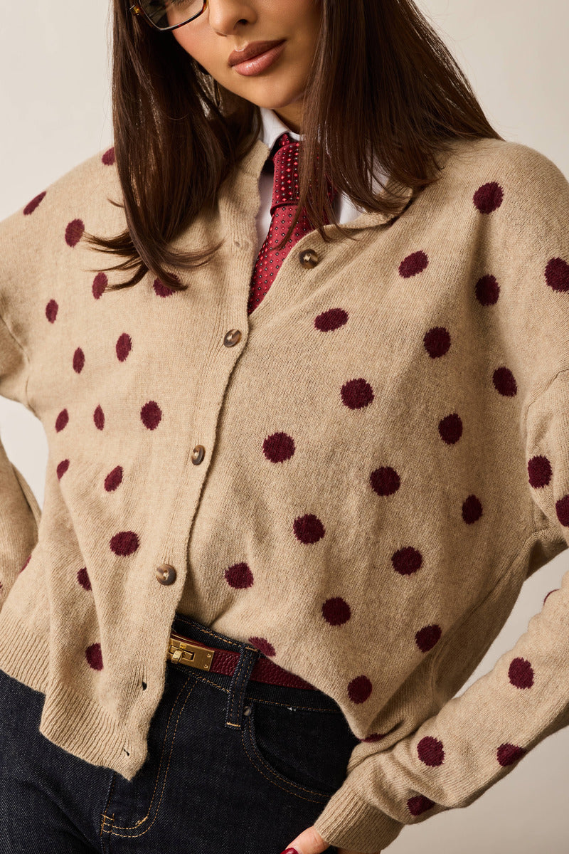Cardigan Pois Cashmere beige|Colore:Beige