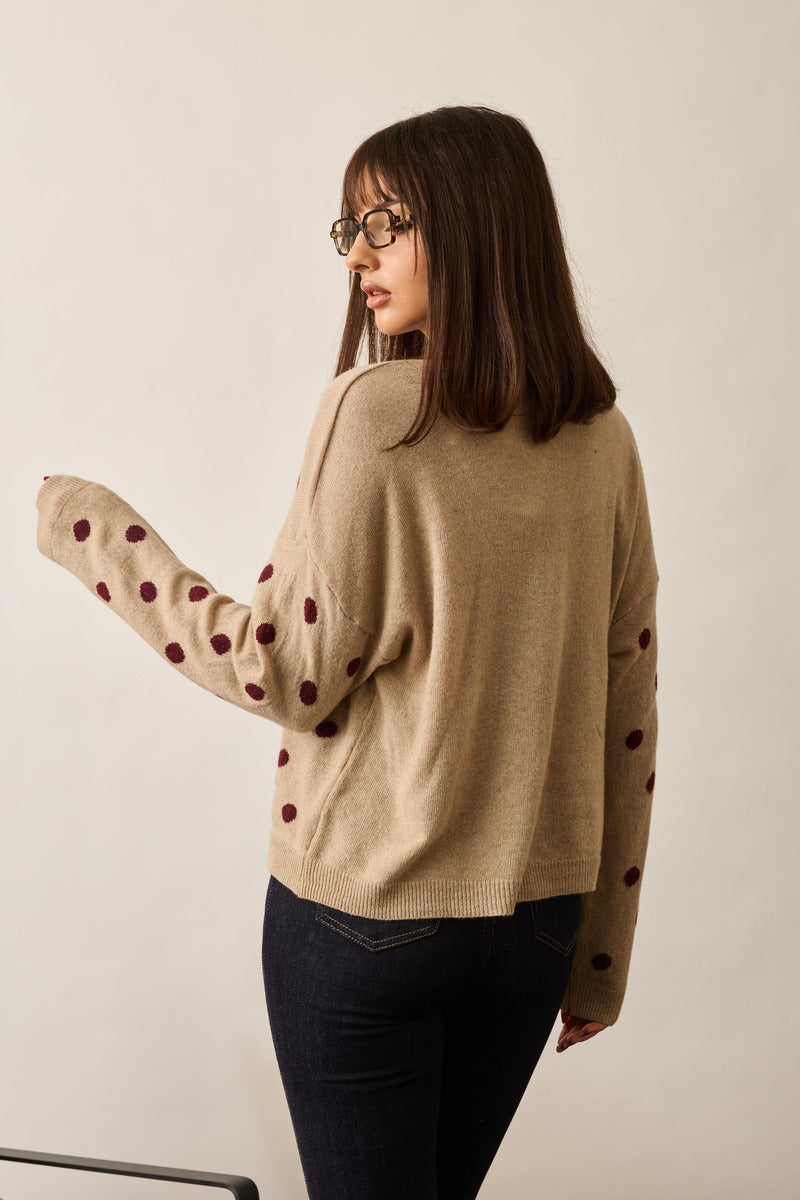 Cardigan Pois Cashmere beige|Colore:Beige