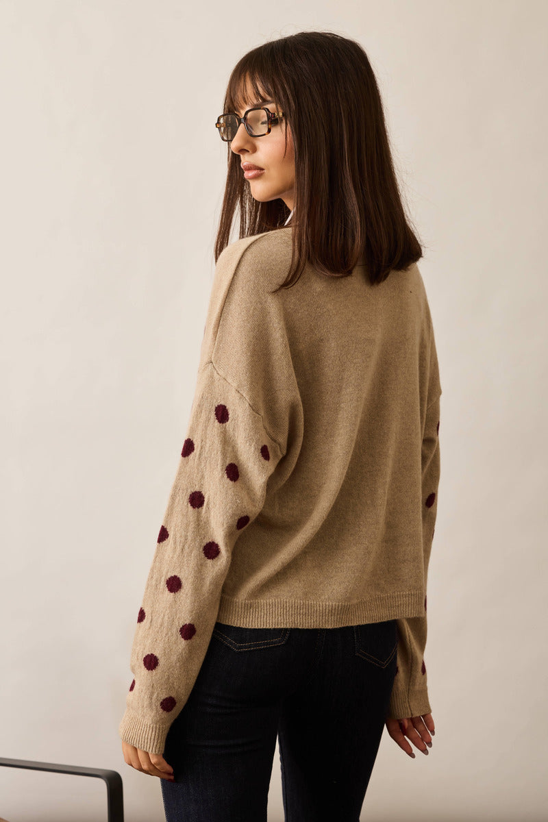 Cardigan Pois Cashmere beige|Colore:Beige