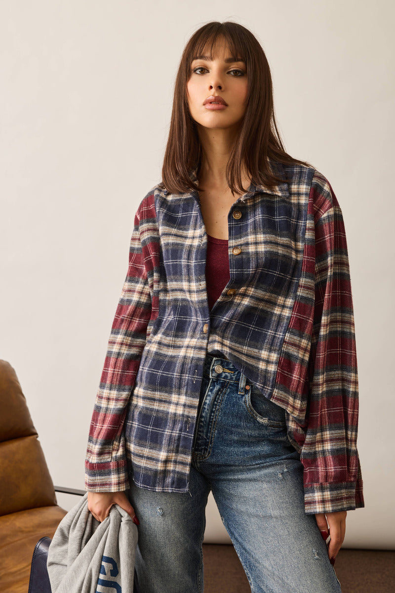 Camicia Quadri Wood borgogna|Colore:Borgogna