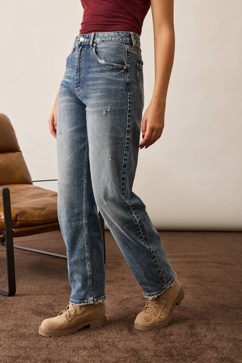 Jeans Carrot Strappi denim|Colore:Denim
