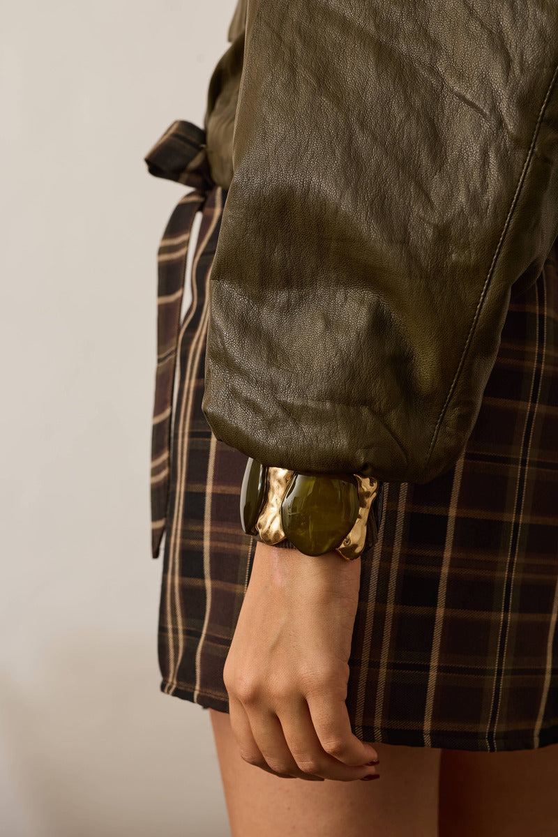 Giubbino Collo Ecopelliccia verde militare|Colore:Verde militare