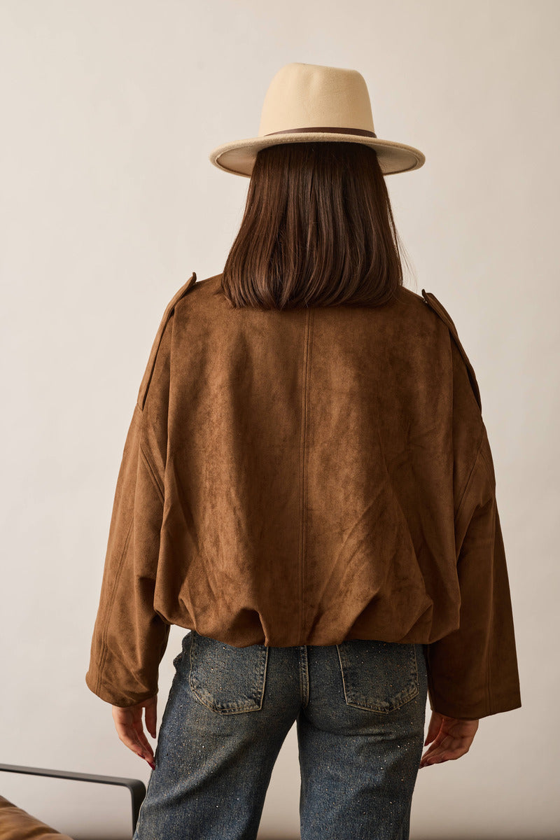 Bomber Scamosciato tabacco|Colore:Tabacco