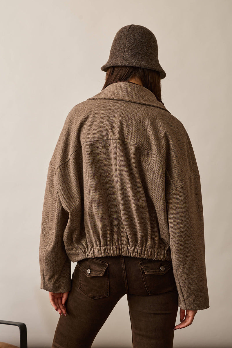 Giacca Bomber Spigata cacao|Colore:Cacao