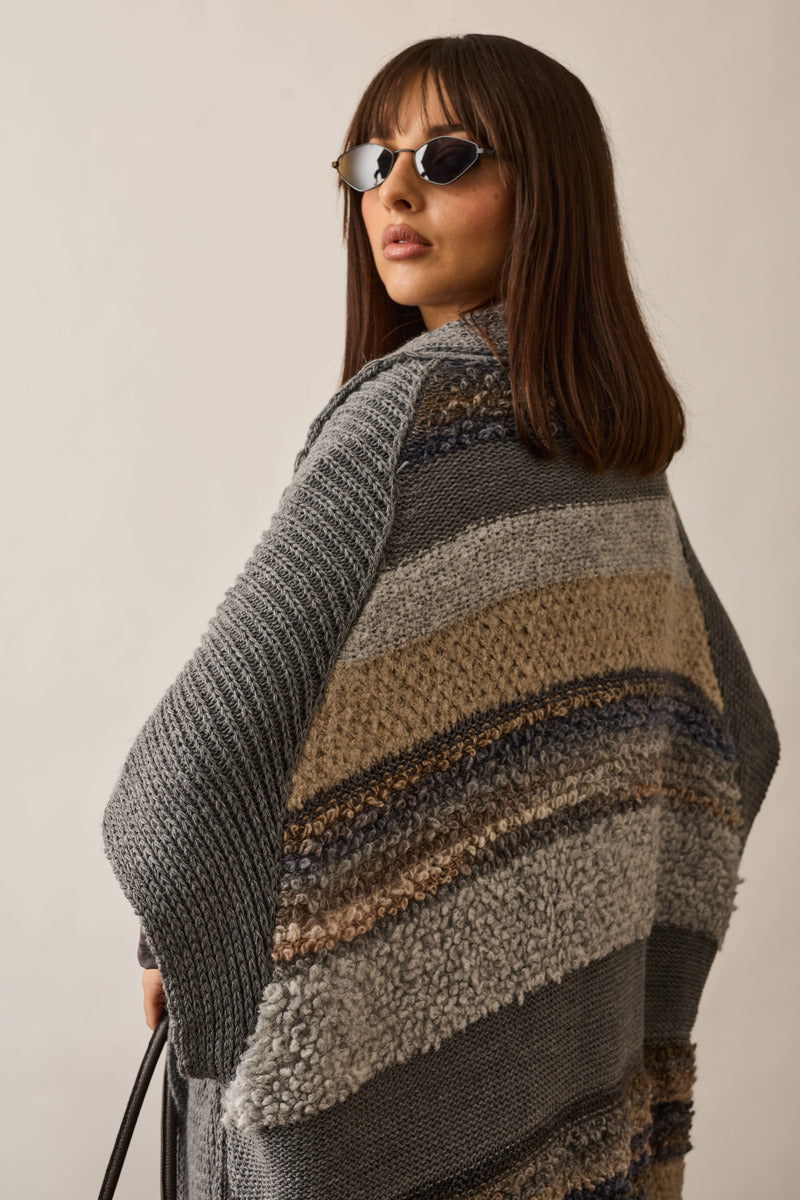 Gilet Lungo Fasce grigio|Colore:Grigio
