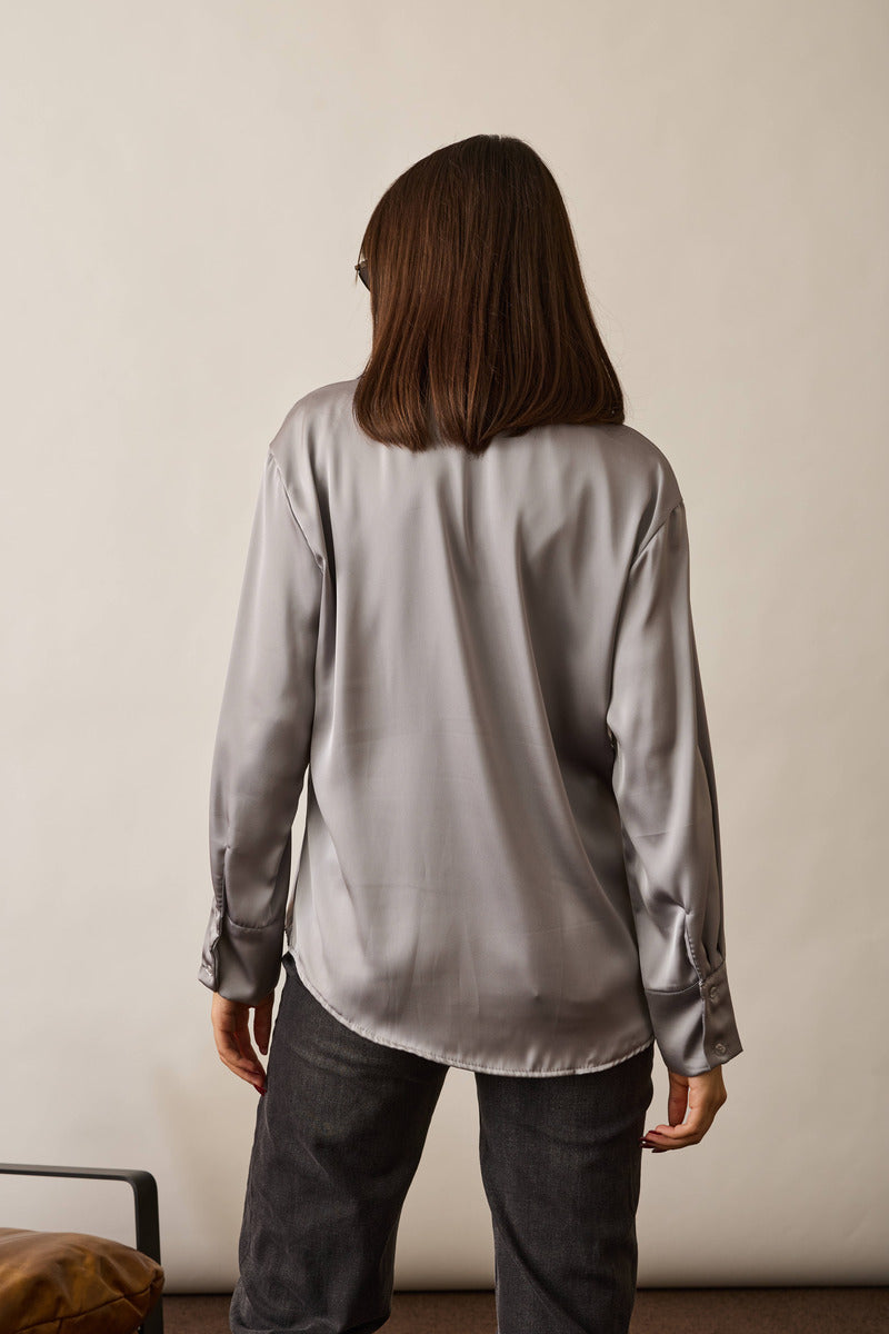 Camicia Satin Grigio|Colore:Grigio