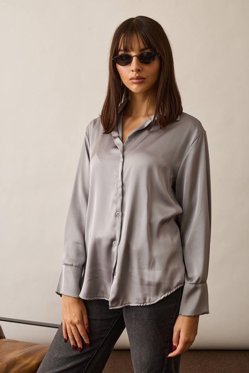 Camicia Satin Grigio|Colore:Grigio