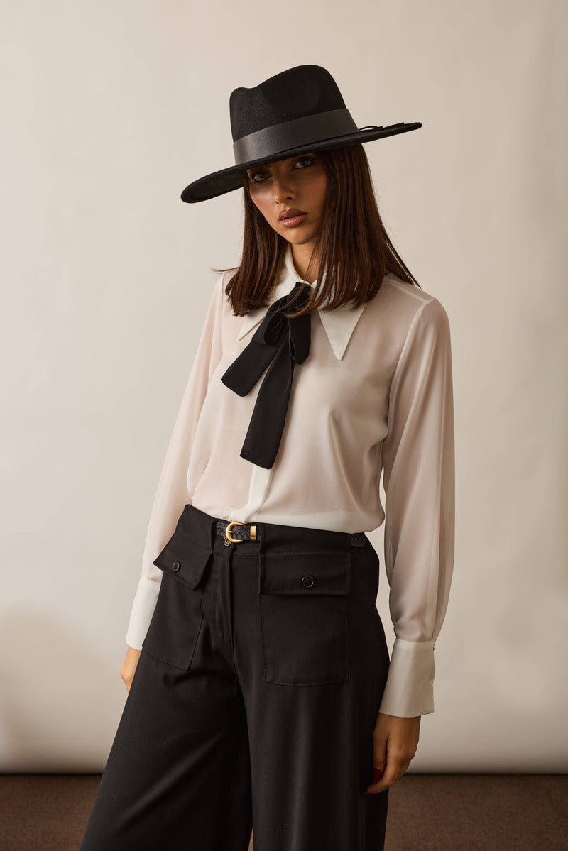 Camicia Con Cravattino bianco|Colore:Bianco