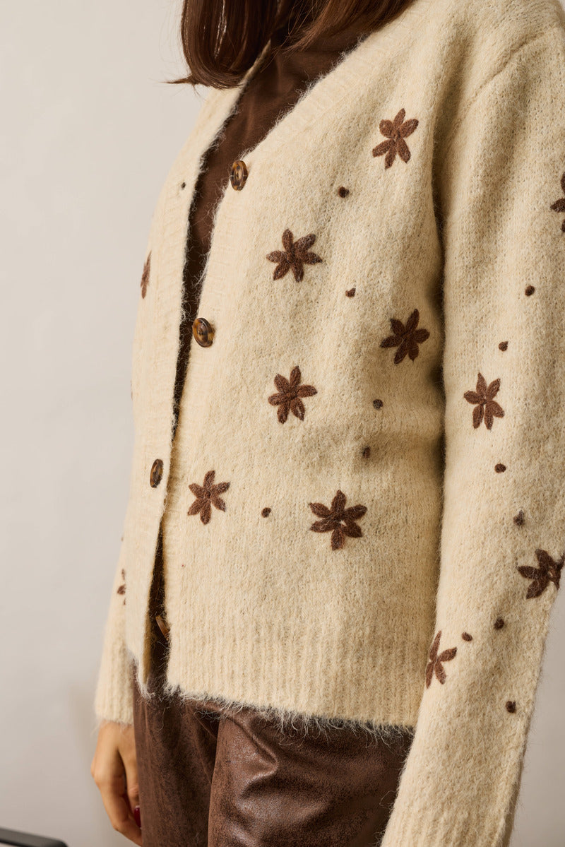 Cardigan Con Ricamo beige chiaro|Colore:Beige chiaro