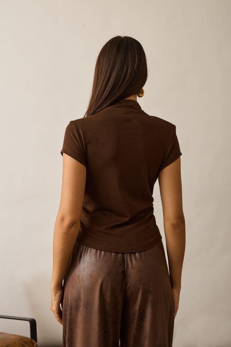 T-Shirt Con Spalline testa di moro|Colore:Testa di moro