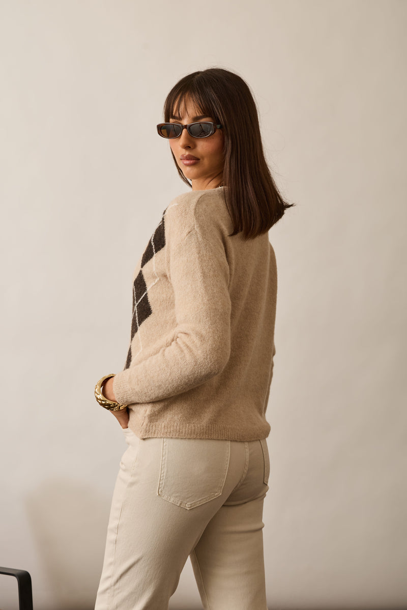 Cardigan Rombi Lana beige|Colore:Beige