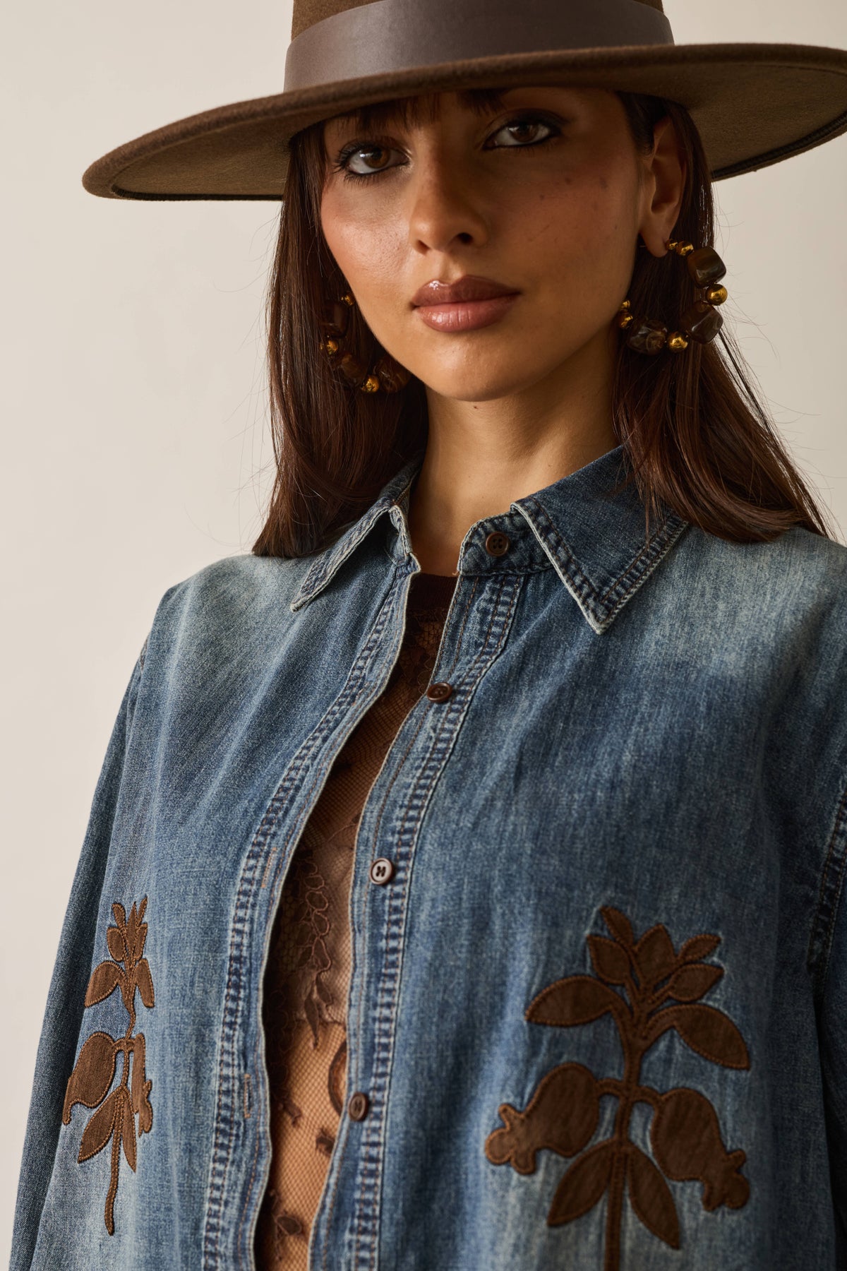 Camicia Denim Con Applicazioni denim|Colore:Denim