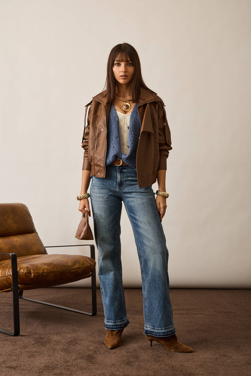 Jeans Dritto Sfrangiato denim|Colore:Denim