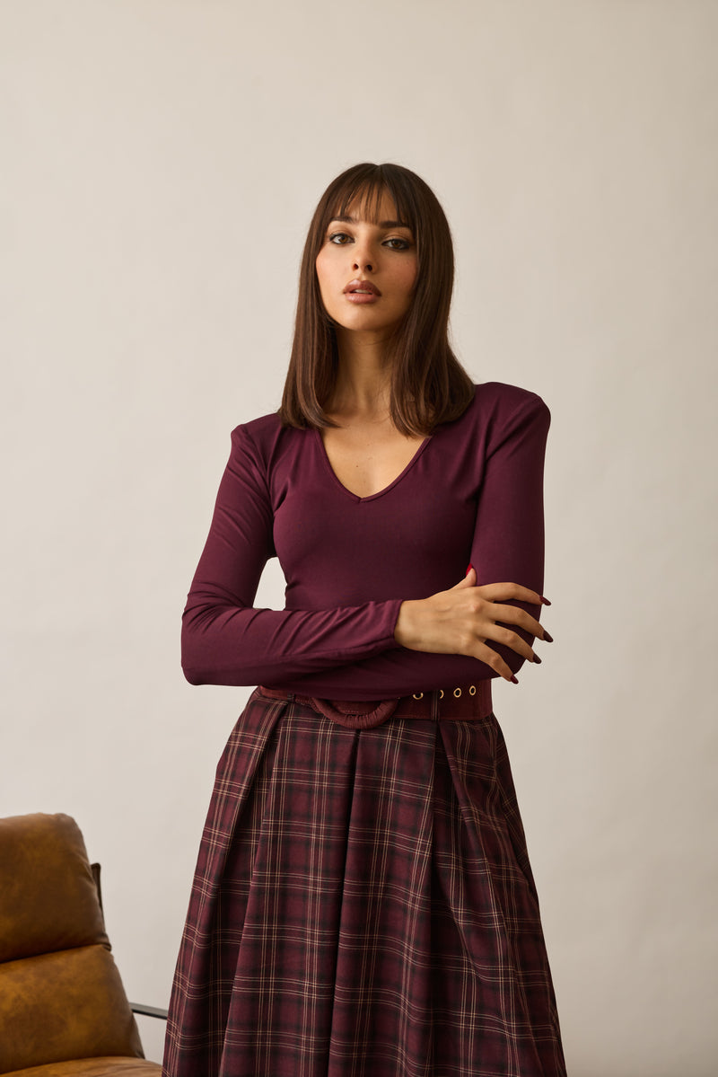 Maglia Scollo V Spalline malva|Colore:Malva