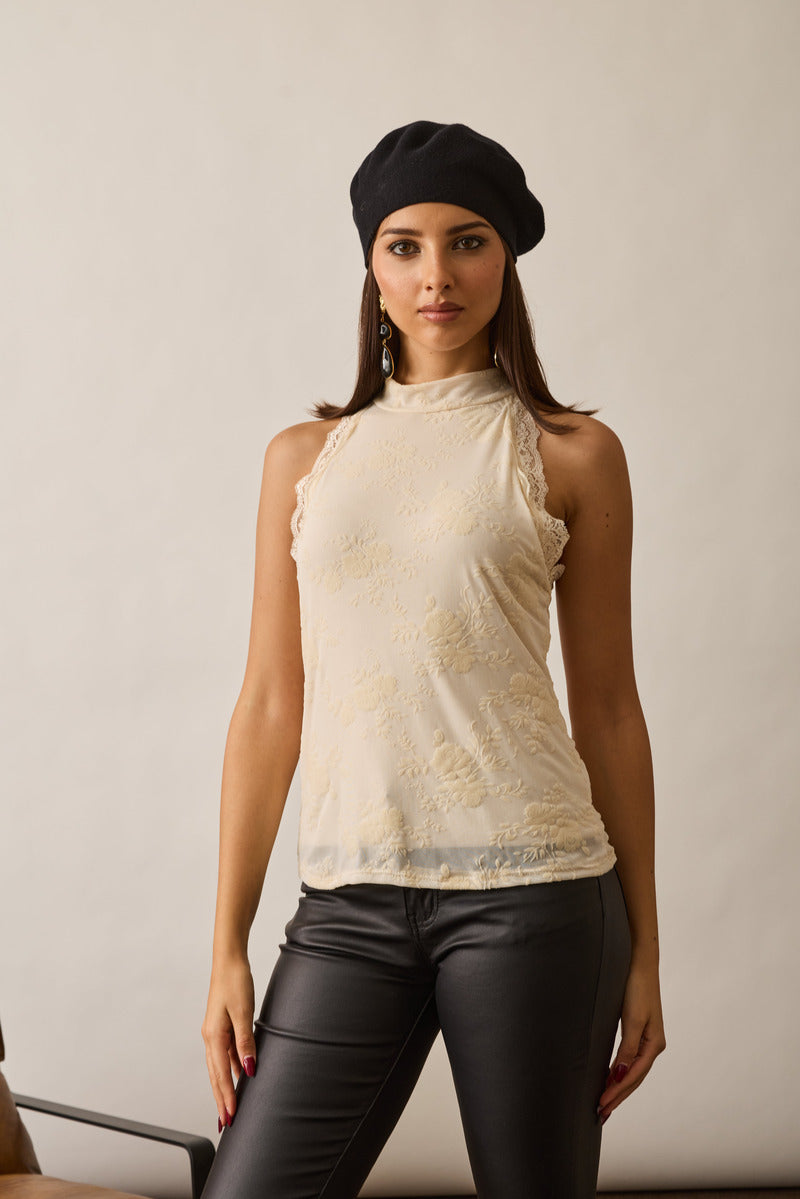 Top Scollo Amerciano Rose burro|Colore:Burro
