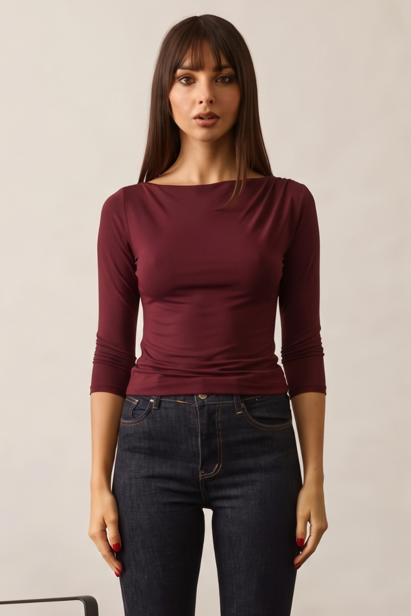 Maglia Con Arriccio Borgogna|Colore:Borgogna
