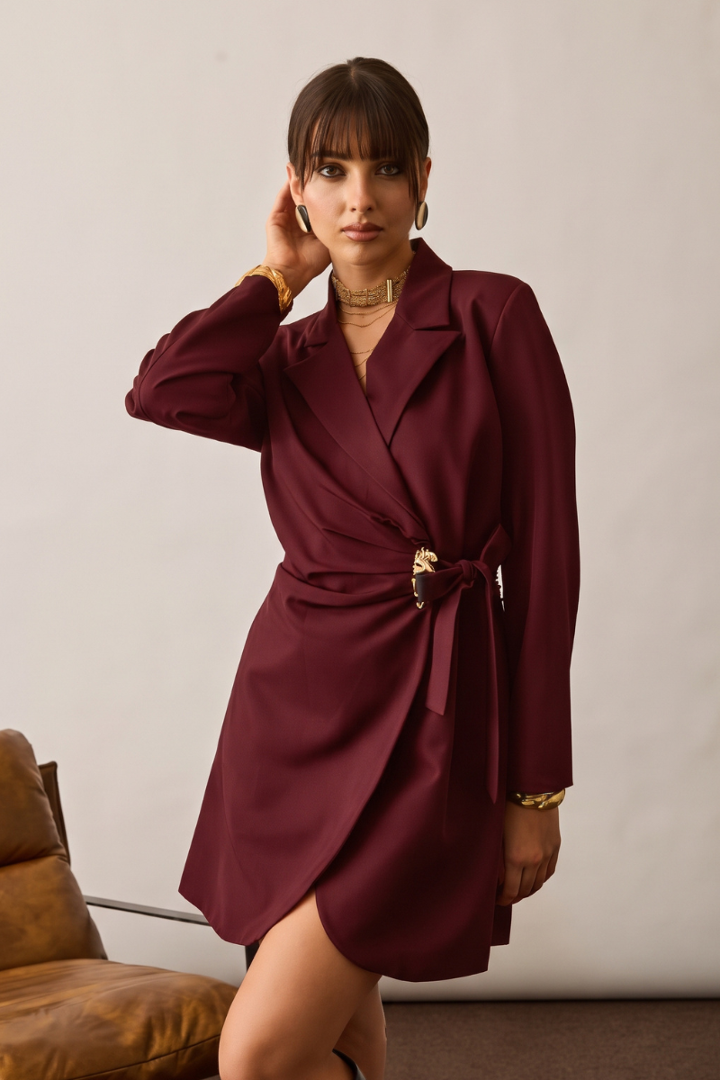 Abito Blazer Con Allacciatura Borgogna|Colore:Borgogna