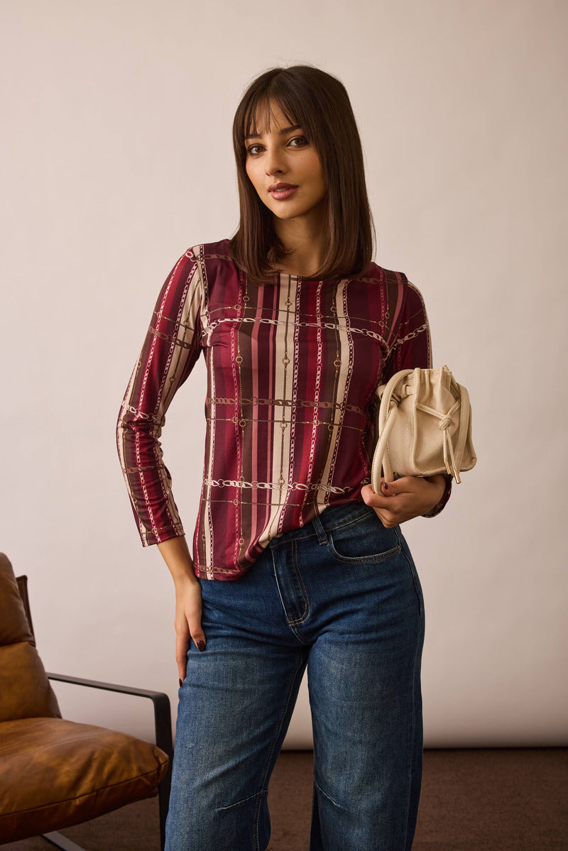 Maglia Fantasia Catena borgogna|Colore:Borgogna