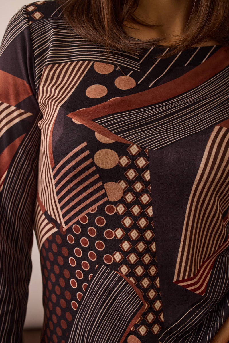 Maglia Fantasia Geometric nero|Colore:Nero