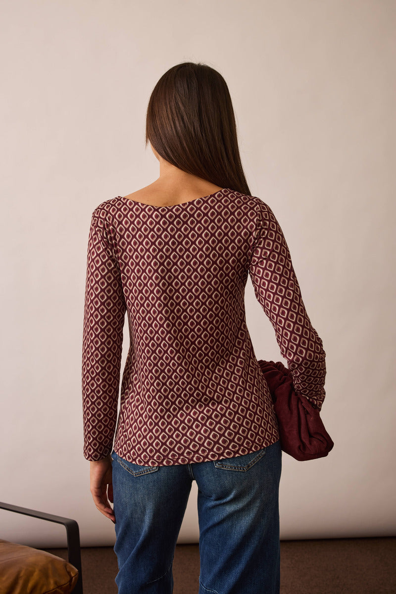 Maglia Fantasia Optical borgogna|Colore:Borgogna