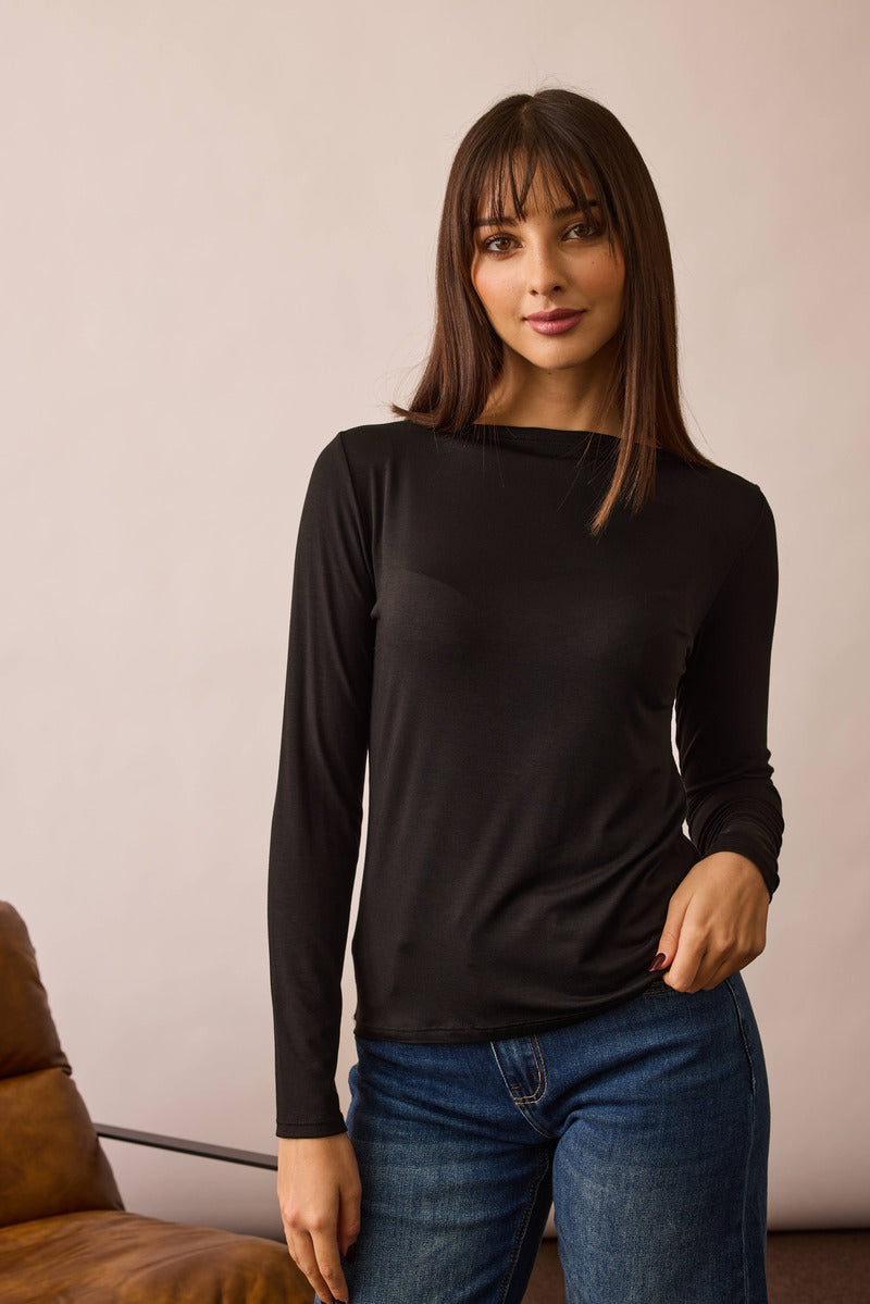 Maglia Scollo Barca nero|Colore:Nero