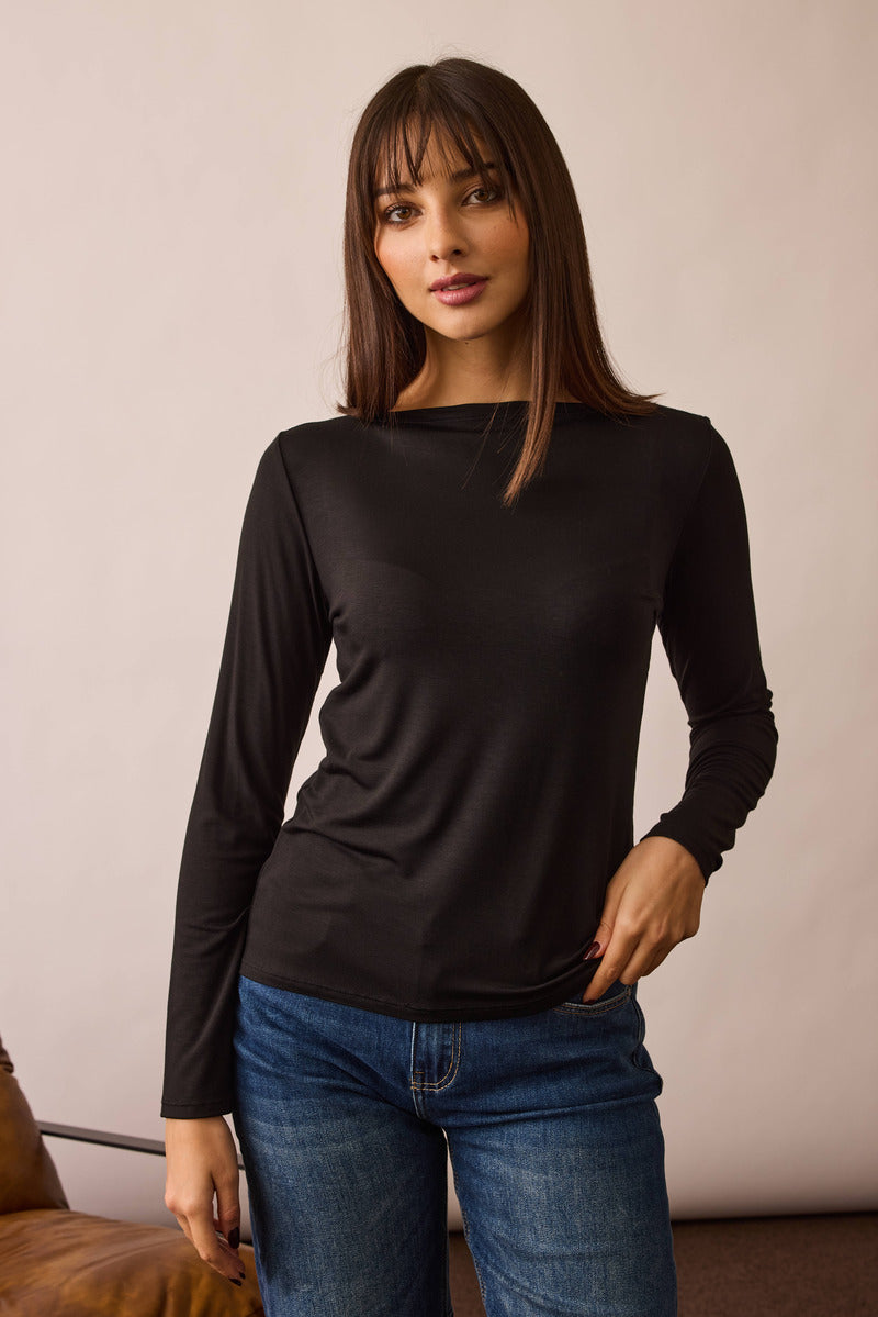 Maglia Scollo Barca nero|Colore:Nero