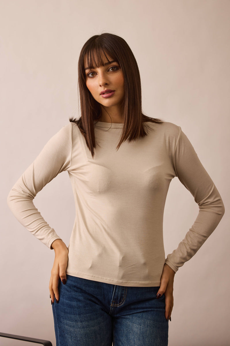 Maglia Scollo Barca beige|Colore:Beige