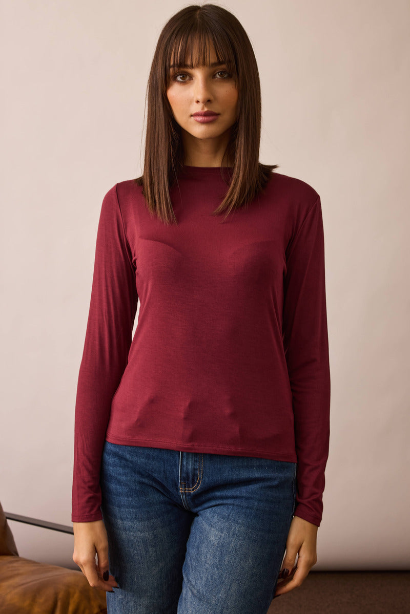 Maglia Scollo Barca borgogna|Colore:Borgogna