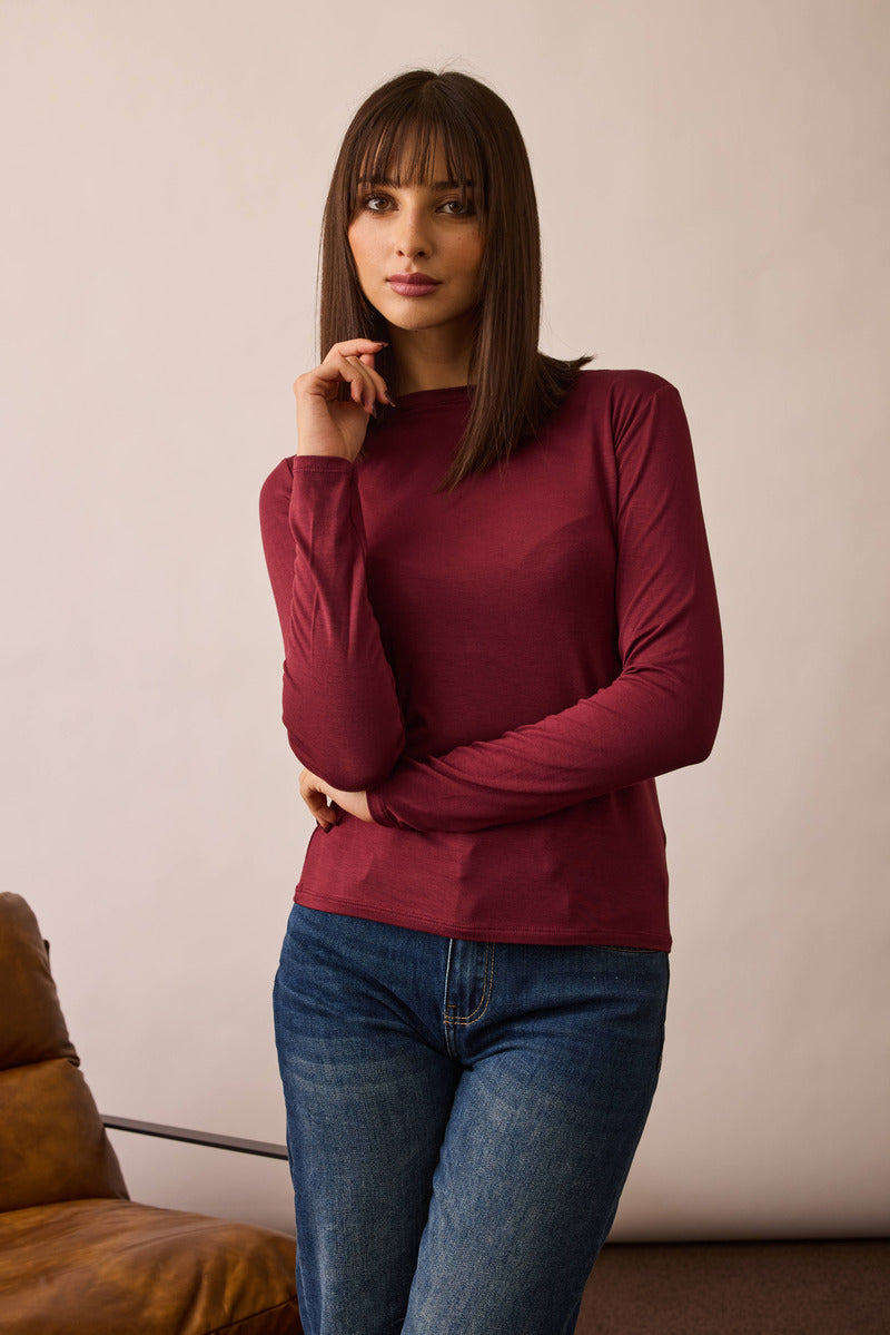 Maglia Scollo Barca borgogna|Colore:Borgogna