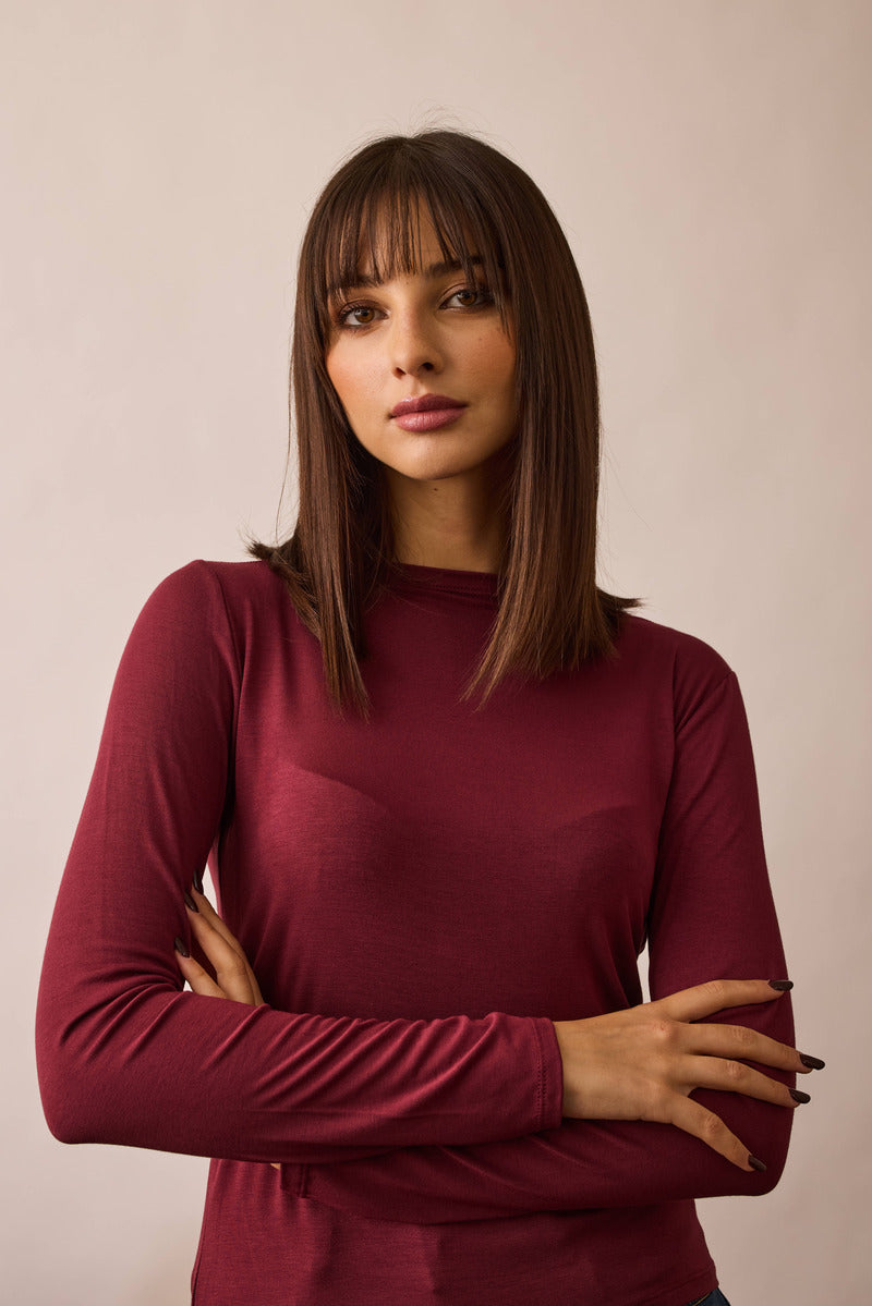 Maglia Scollo Barca borgogna|Colore:Borgogna