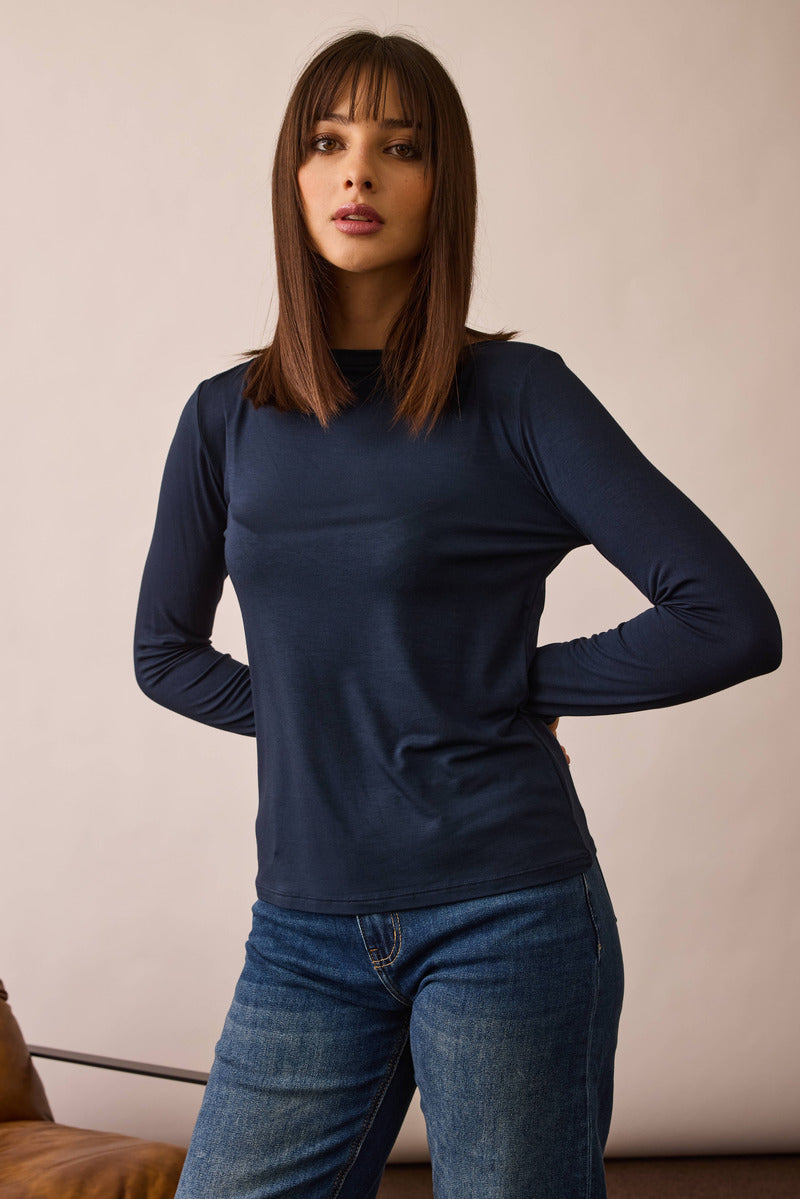 Maglia Scollo Barca blu|Colore:Blu