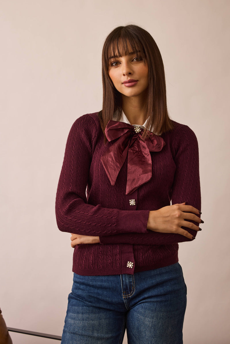 Cardigan Gioiello borgogna|Colore:Borgogna