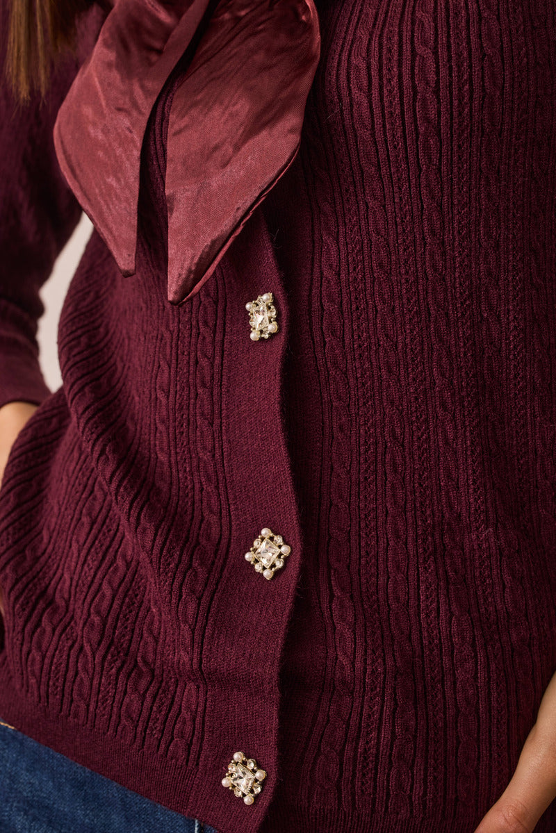 Cardigan Gioiello borgogna|Colore:Borgogna