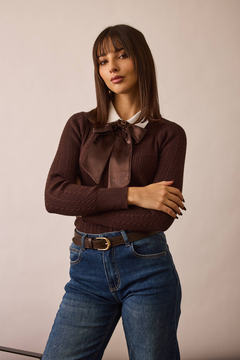 Cardigan Bottoni College testa di moro|Colore:Testa di moro