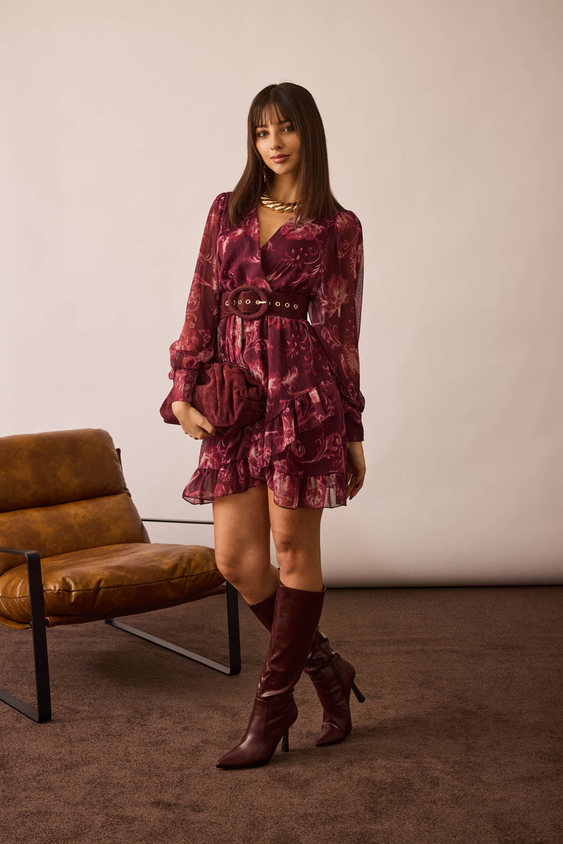 Abito Peonia Bordeaux|Colore:Bordeaux