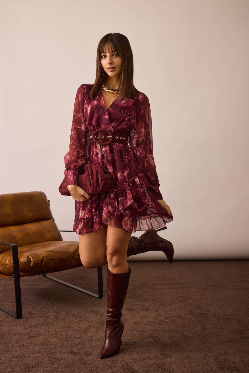 Abito Peonia Bordeaux|Colore:Bordeaux