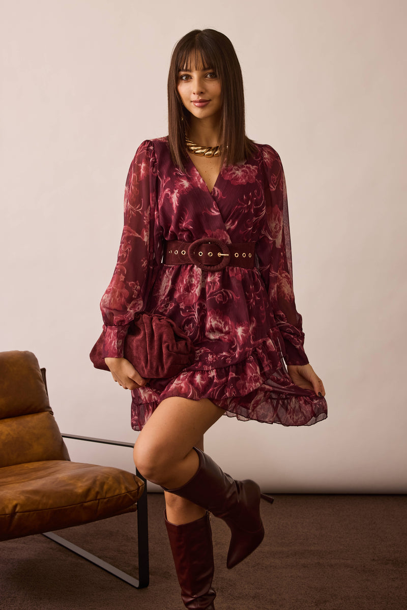 Abito Peonia Bordeaux|Colore:Bordeaux