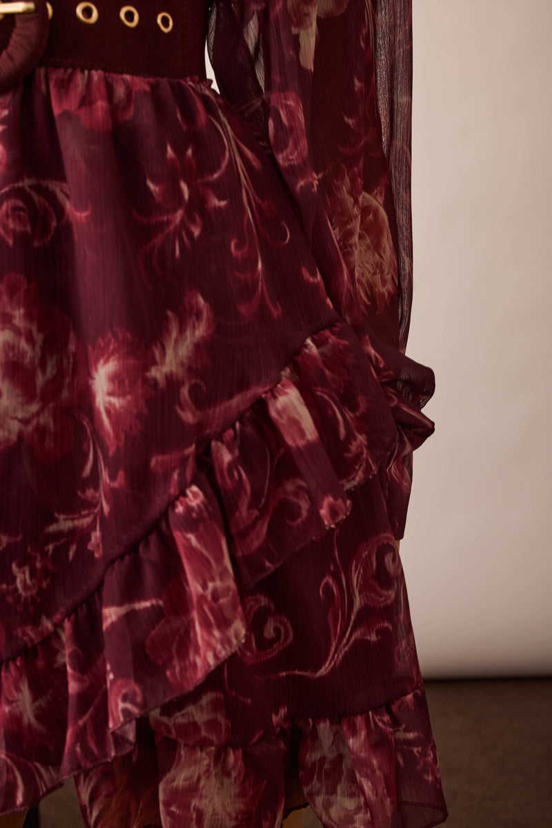 Abito Peonia Bordeaux|Colore:Bordeaux
