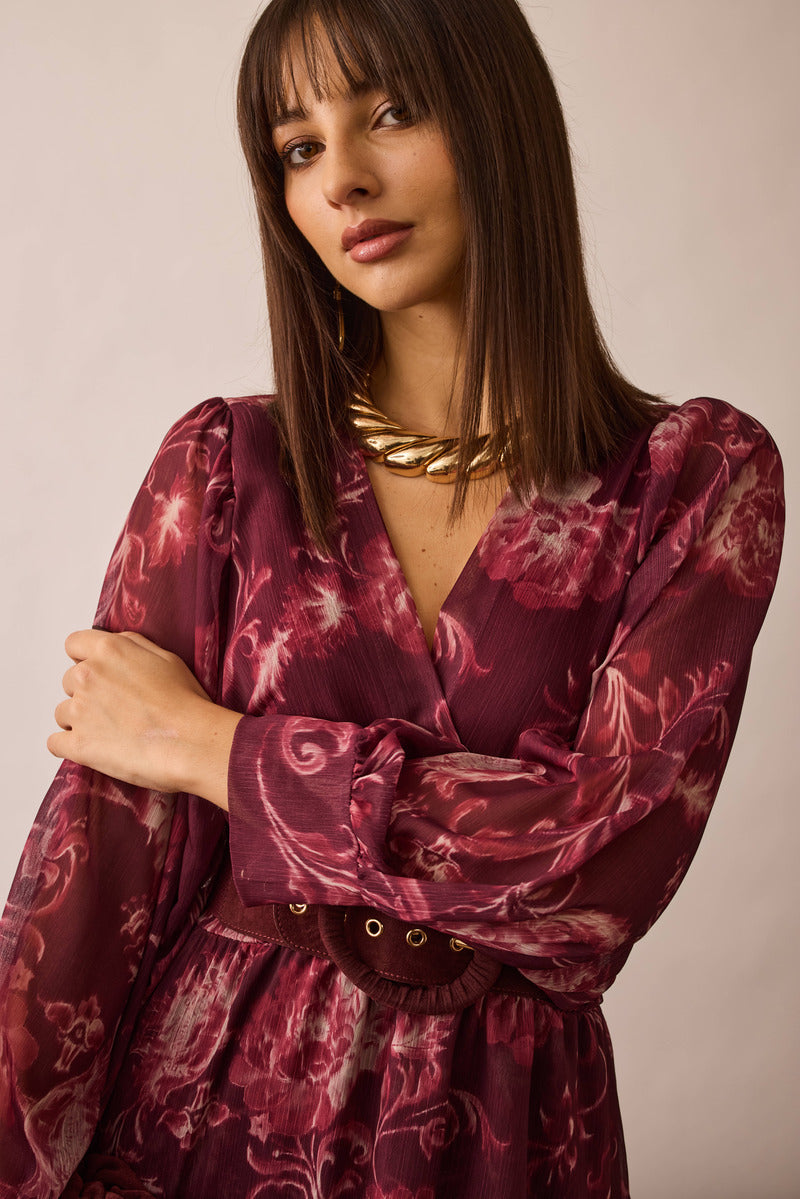 Abito Peonia Bordeaux|Colore:Bordeaux