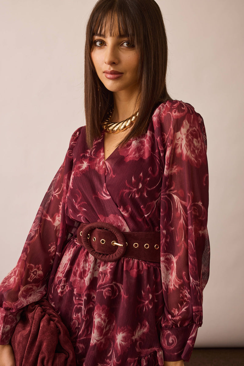 Abito Peonia Bordeaux|Colore:Bordeaux