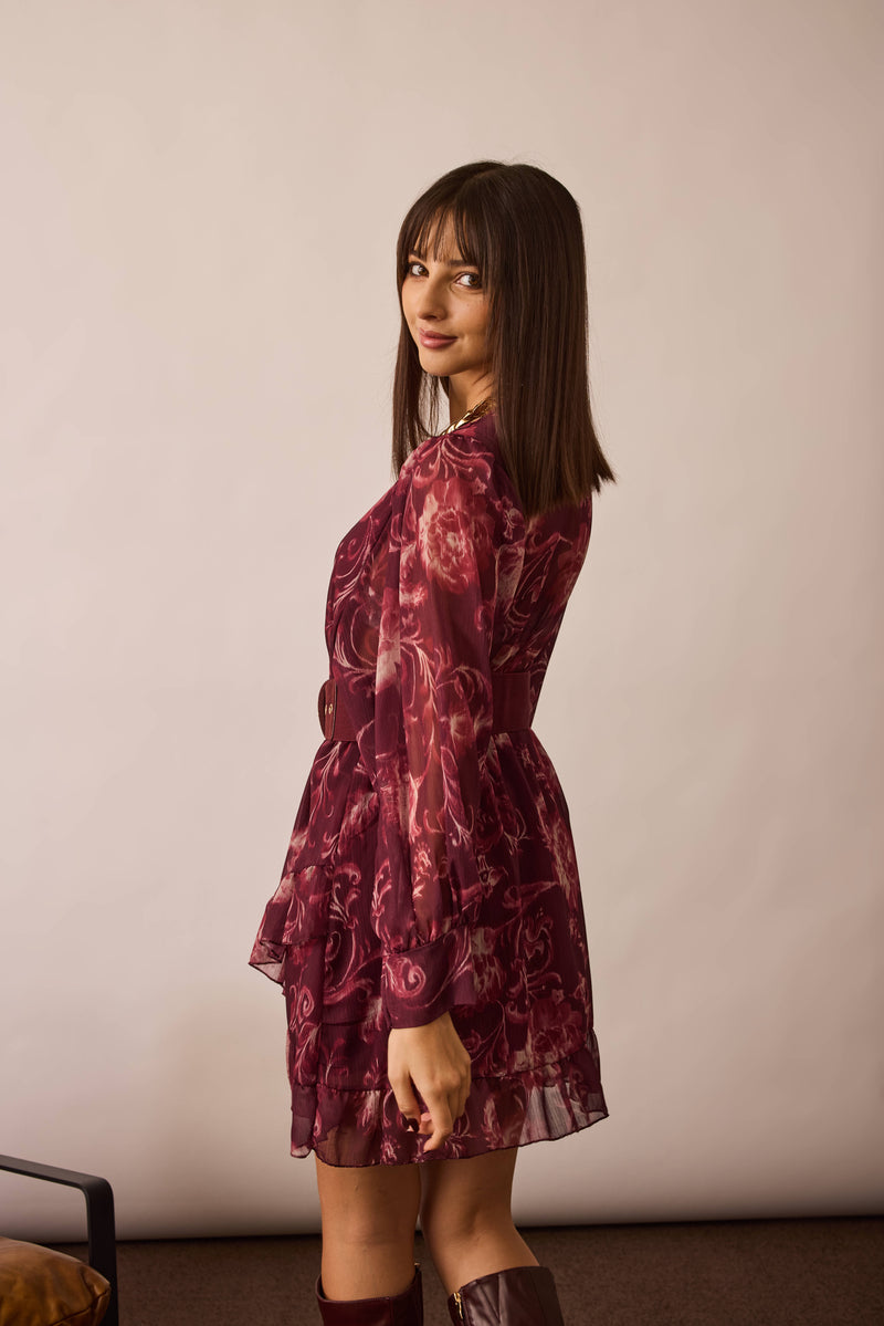 Abito Peonia Bordeaux|Colore:Bordeaux