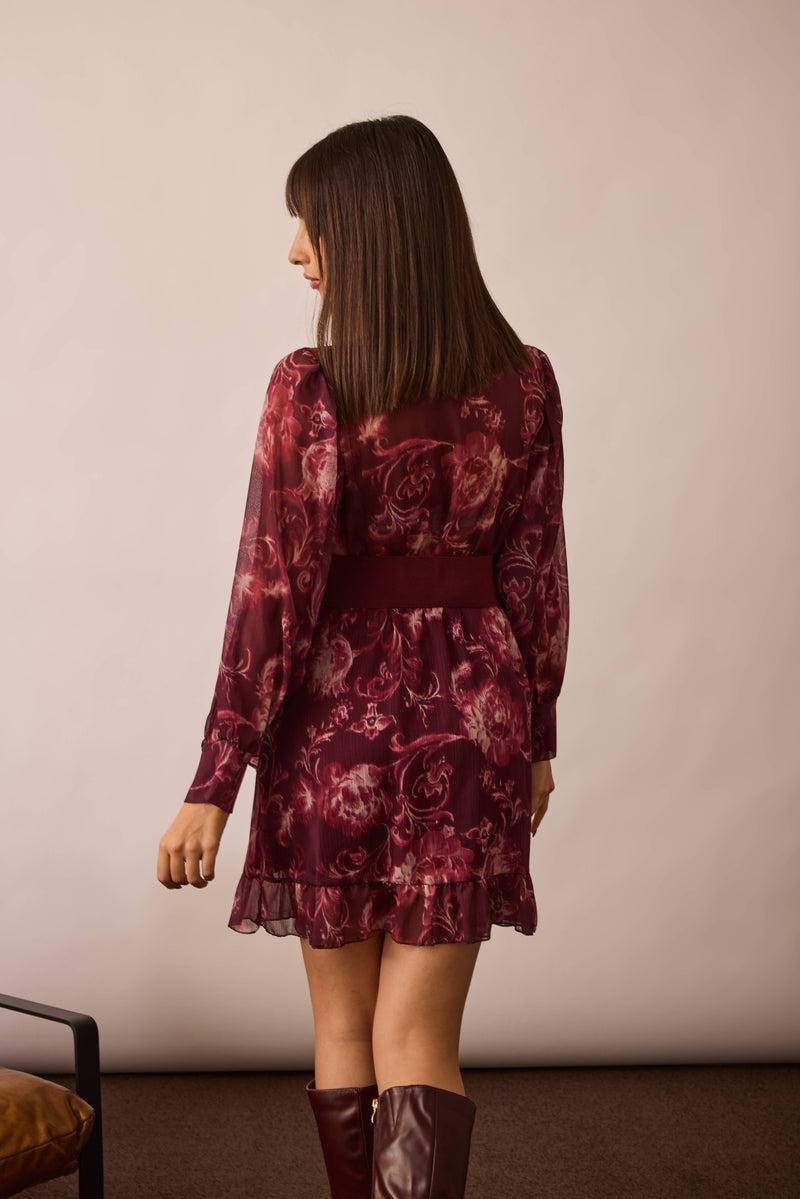 Abito Peonia Bordeaux|Colore:Bordeaux