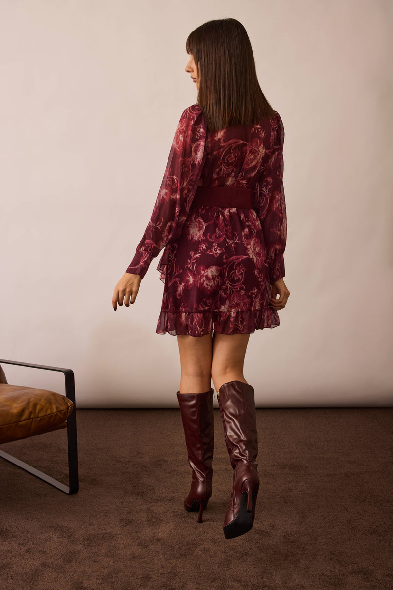 Abito Peonia Bordeaux|Colore:Bordeaux