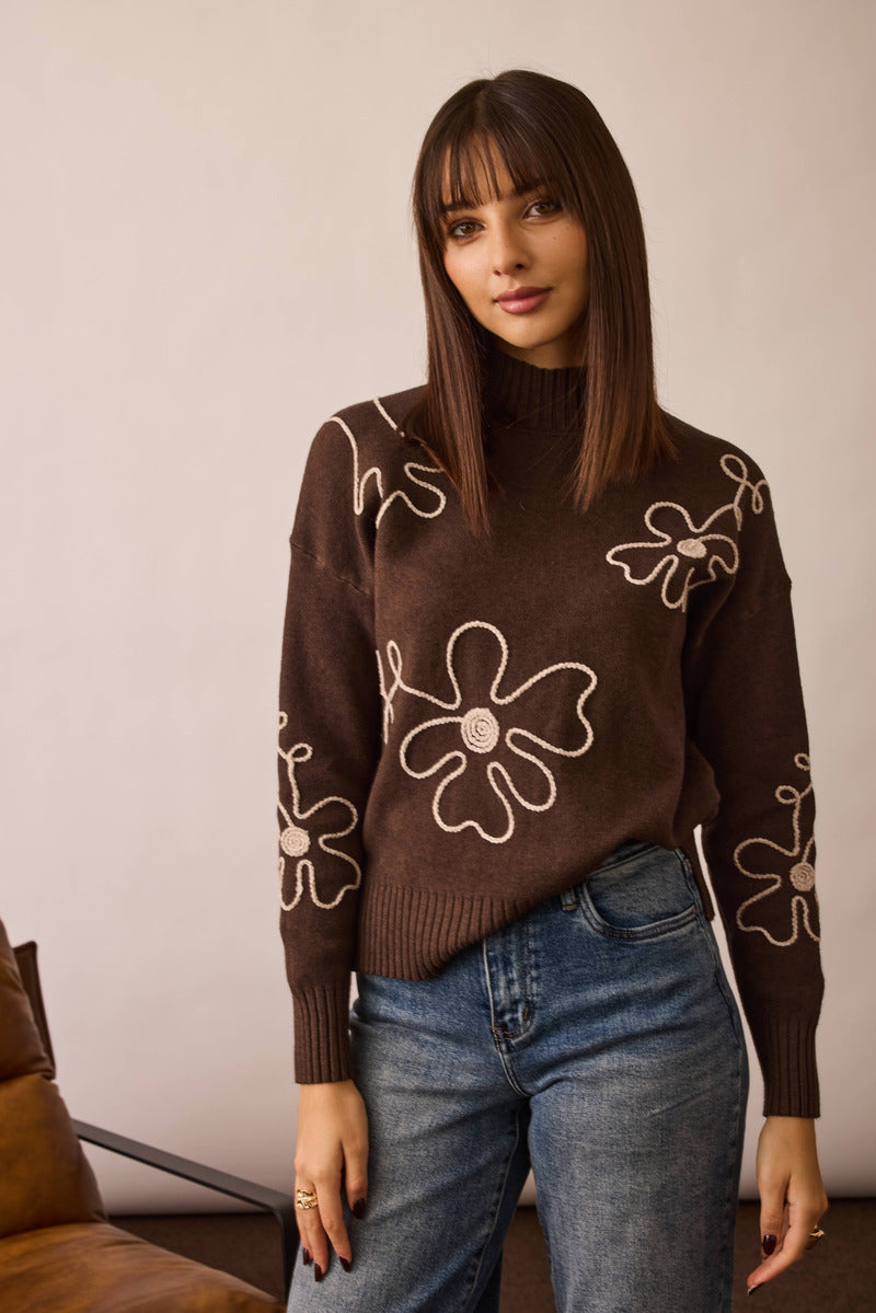 Pull Ricamo  testa di moro|Colore:Testa di moro